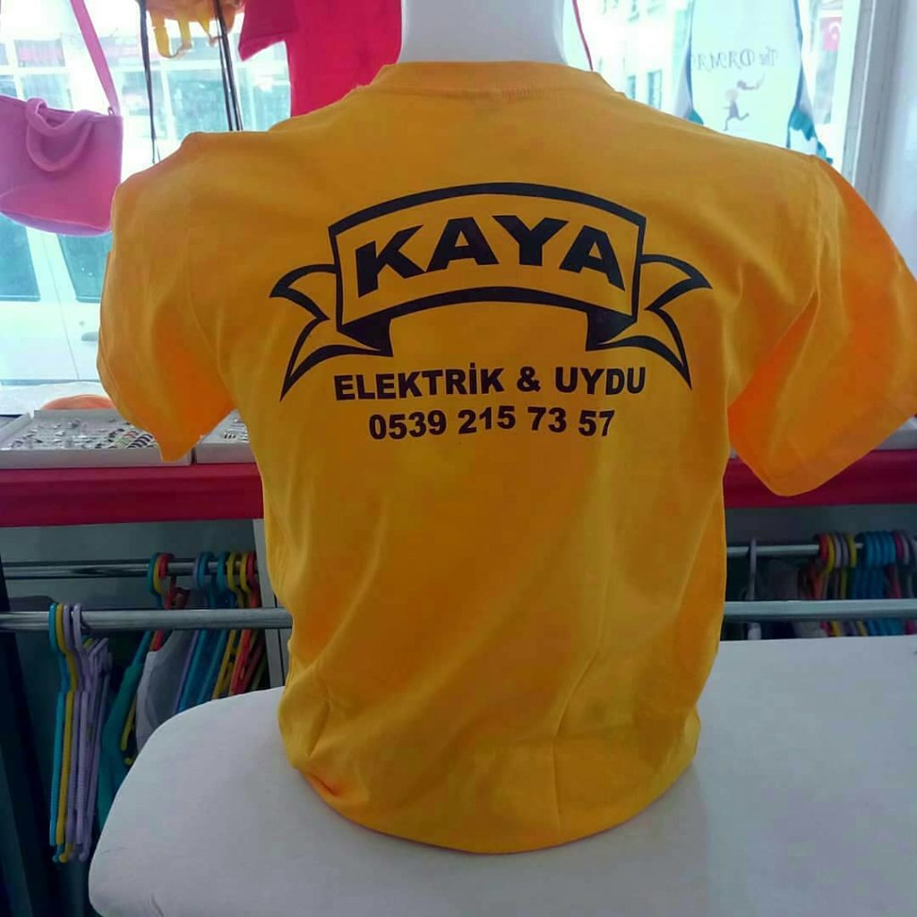 Sarı V Yaka Penye Tişört Sırt
